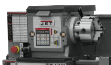 Jet Tools 13" x 43" Bench Lathe: Geared Head, 2 hp, 230 V 1 Phase, 1-3/8" Spindle Bore Dia, 70 to 2,000 RPM JT9- 323115 close up view on control panel