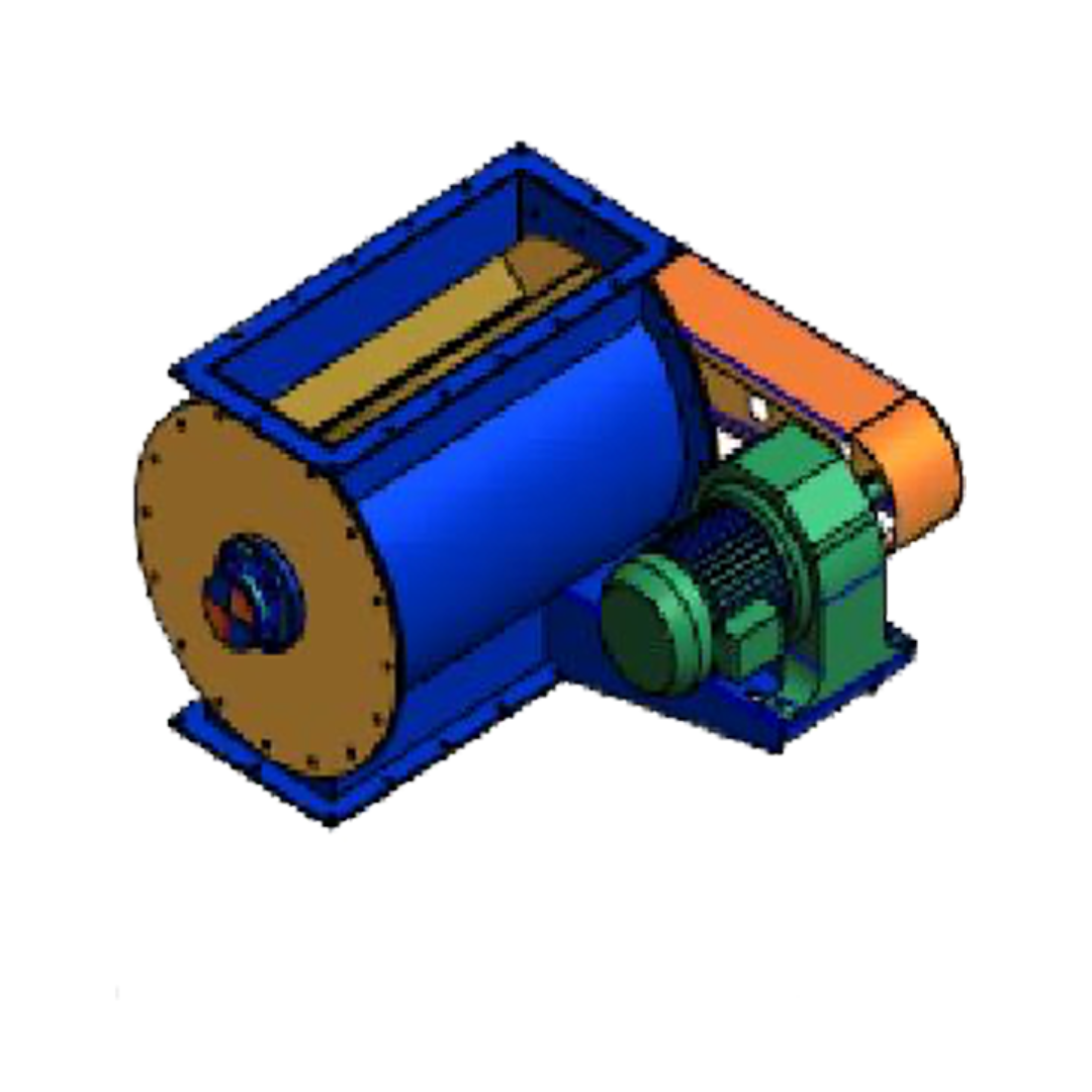 3D rendering of Castaly 50 HP dust collector motor and centrifugal blower assembly