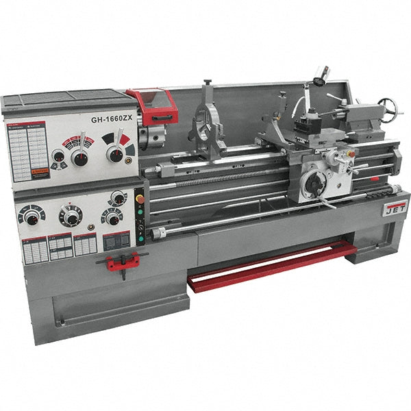 Jet 16" x 60" Engine Lathe: Geared Head, 230 V 3 Phase, 3-1/8" Spindle Bore Dia, 25 to 1,800 RPM JT9-321529