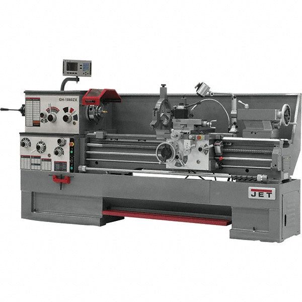 Jet 18" x 60" Engine Lathe: Geared Head, 230 V 3 Phase, 3-1/8" Spindle Bore Dia, 25 to 1,800 RPM JT9-321592