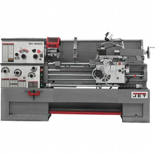 Jet 16" x 40" Engine Lathe: Geared Head, 230 V 3 Phase, 3-1/8" Spindle Bore Dia, 25 to 1,800 RPM JT9-321508