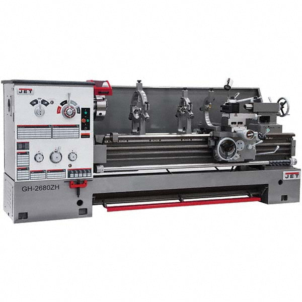 Jet 26" x 80" Engine Lathe: Geared Head, 10 hp, 230 V 3 Phase, 4-1/8" Spindle Bore Dia, 36 to 1,800 RPM JT9-321860