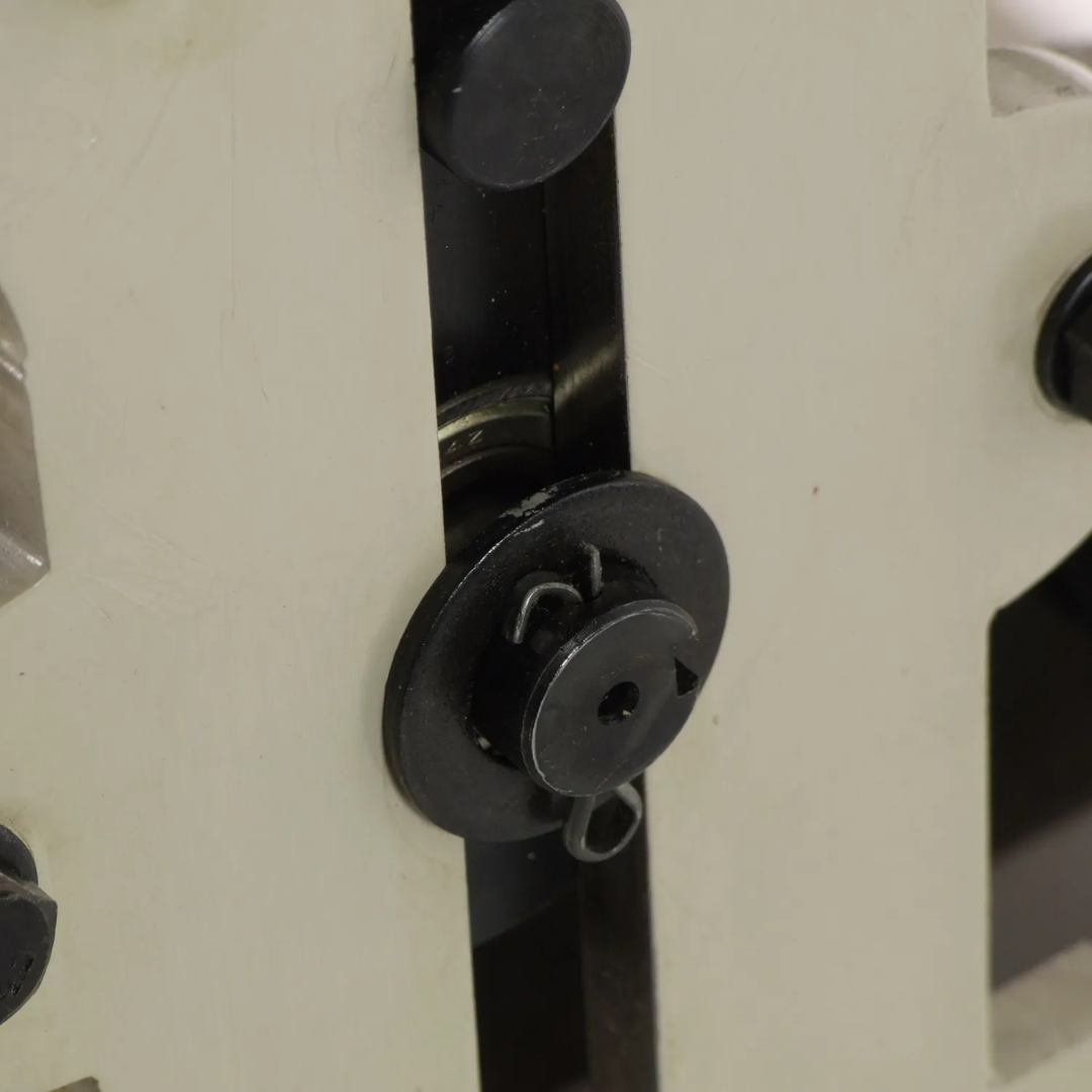 Adjustment mechanism detail on the Baileigh Radius Bender - (R-M7) 1006861 showing the precision control system for radius formation.