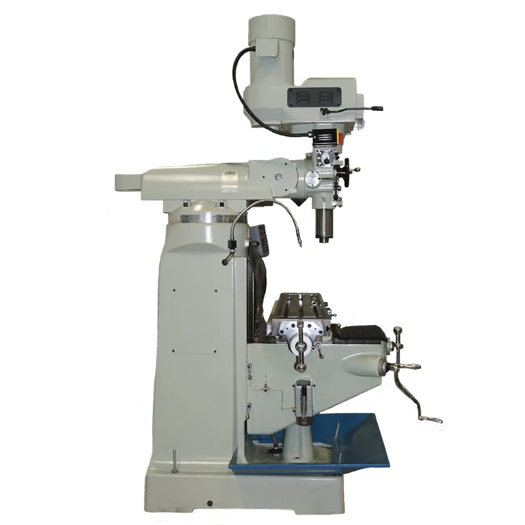 Angled side view of the Baileigh Vertical Mill VM-949E-VS 1019108 illustrating machine layout, table travel capabilities, and operator access.