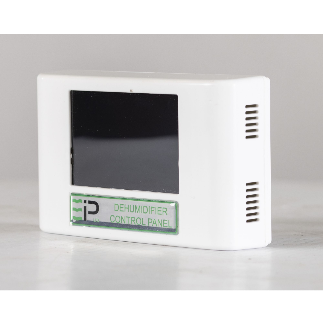 Angled view of the Ebac Touch Control Panel 1118400 showing the touchscreen display and compact wall-mounted housing for equipment control.
