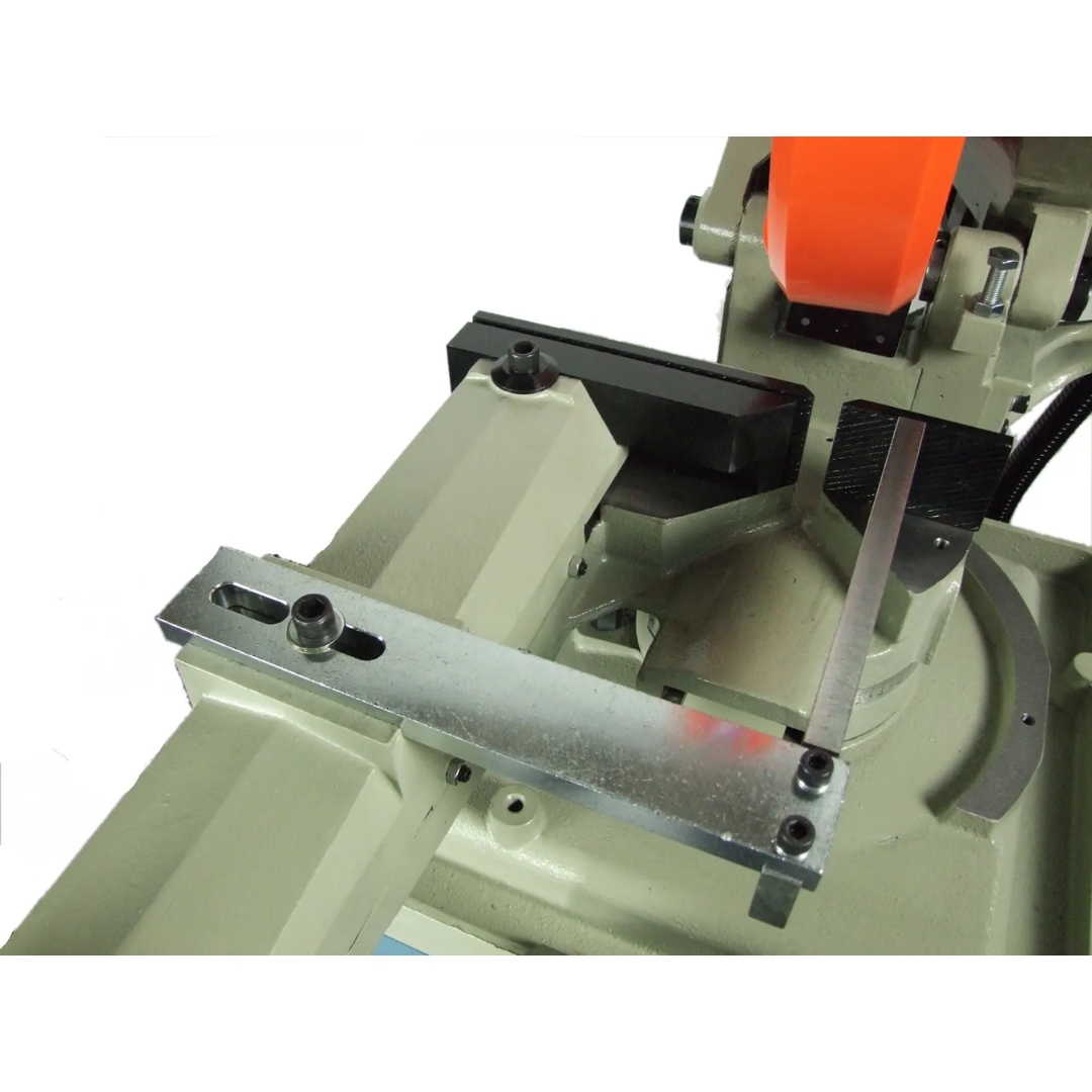 Baileigh 14-Inch Variable-Speed Cold Saw, 120 RPM (CS-350EU) 1002535 precision vise system designed to securely hold metal stock during cutting operations.