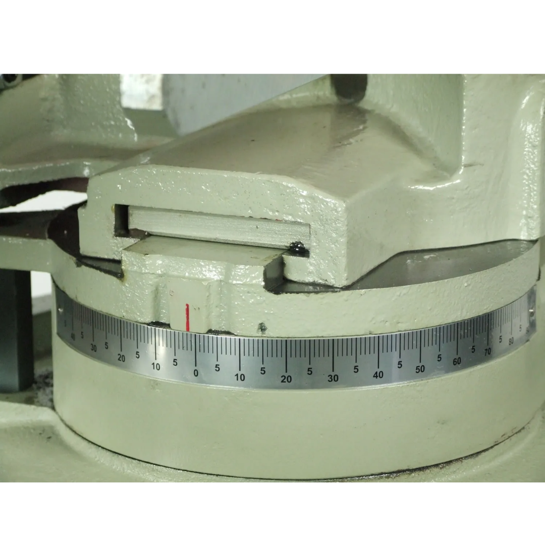 Baileigh 14-Inch Variable-Speed Cold Saw, 120 RPM (CS-350EU) 1002535 rotating miter table with clearly marked angle graduations for repeatable fabrication and production cutting.
