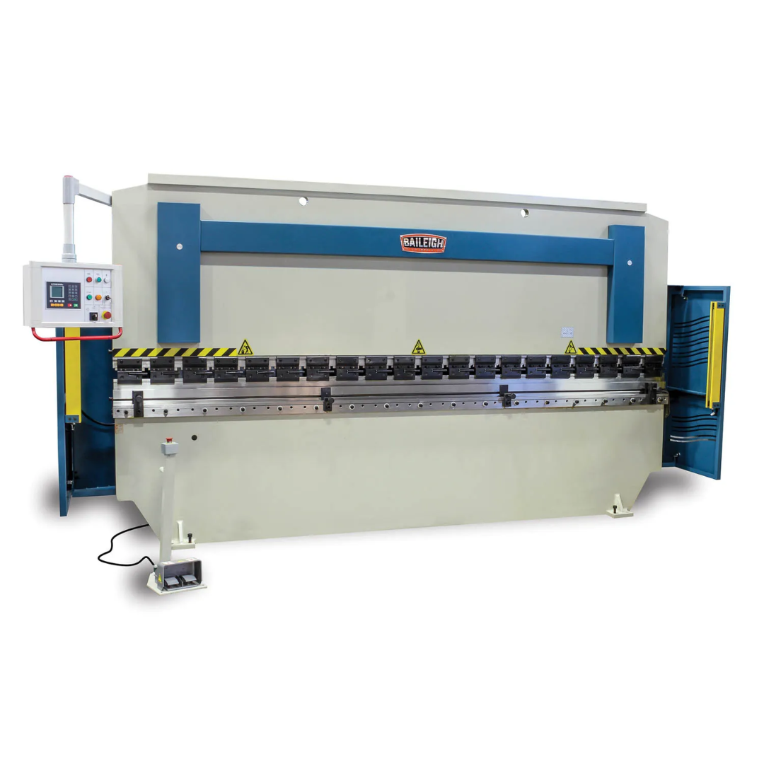 Baileigh 140-Ton Hydraulic Press Brake BP-14013CNC 1000787 heavy-duty CNC hydraulic press brake with 13-foot bed length, industrial steel frame, and precision sheet metal bending capabilities for fabrication shops.