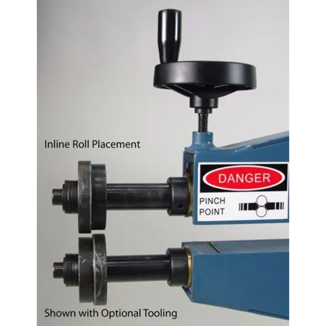 Baileigh 36" Powered Bead Rolling Machine, 110V (BR-18E-36) 1000924 tooling adjustment assembly engineered for repeatable bead profiles and professional fabrication results.