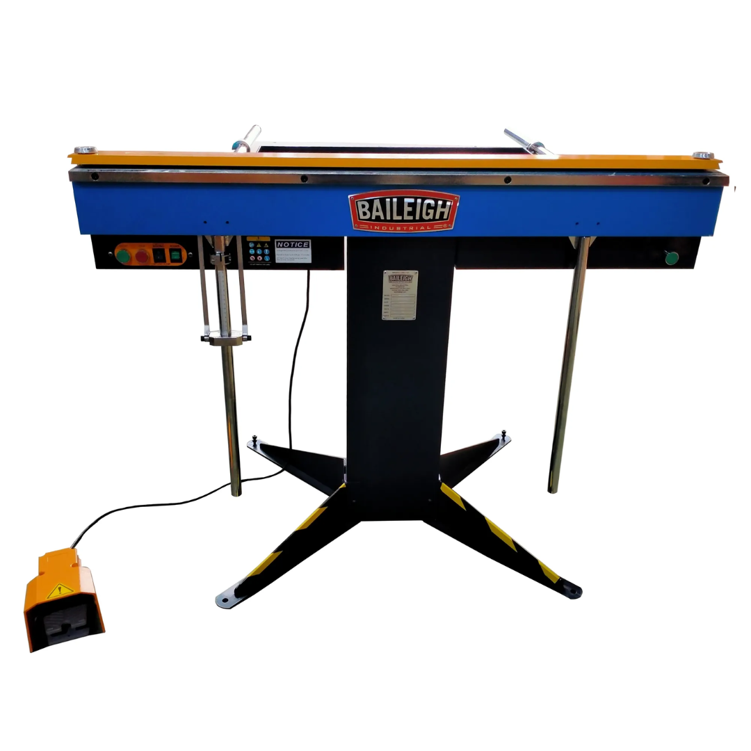 Baileigh 48-Inch Magnetic Sheet Metal Brake (BB-4816M-V2) 1231889 heavy-duty magnetic sheet metal brake with 48-inch bending capacity, foot pedal control, and industrial stand for precision sheet metal fabrication.