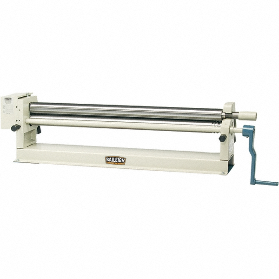 Baileigh 50-Inch Manual Slip Roll, 16-Gauge Mild Steel (SR-5016M) 1007348 front view showing manual slip roll machine with 50-inch forming width, precision steel rolls, and hand-crank operation for sheet metal fabrication.