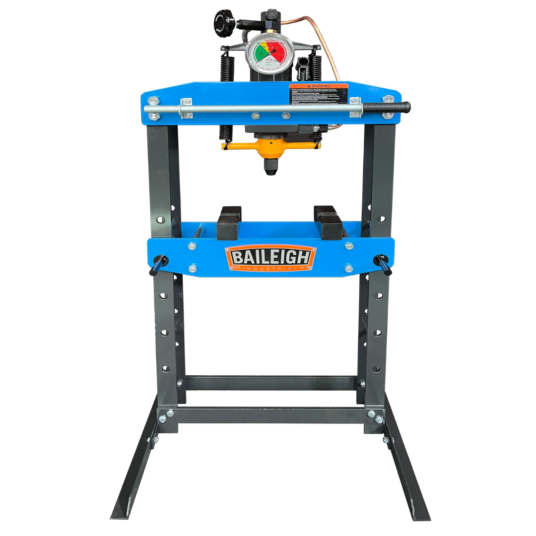 Baileigh 5 TON HYDRAULIC SHOP PRESS HSP-5A 1232702 compact benchtop hydraulic shop press featuring a durable steel frame, adjustable work table, precision hydraulic ram, and 5-ton pressing capacity for assembly, repair, and fabrication applications.