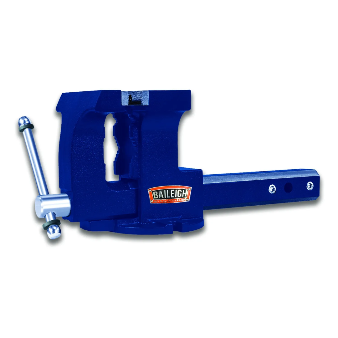 Baileigh 6" Heavy Duty Hitch Vise BV-6HV 1227908 mounted trailer hitch vise featuring heavy-duty steel construction, 6-inch jaw capacity, and portable clamping capability for field and workshop applications.