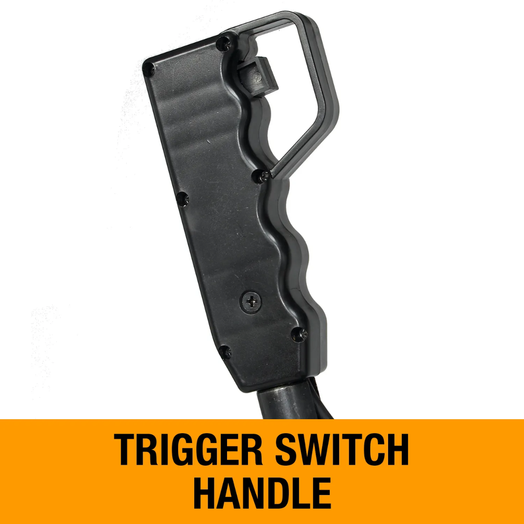 Baileigh Abrasive Chop Saw AS-350M 1000267 ergonomic trigger switch handle providing operator control, comfort, and safe machine operation during metal cutting tasks.