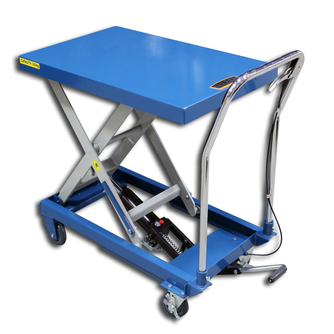 Baileigh B-Cart Hydraulic Lift Cart 1000578 heavy-duty hydraulic lift table cart with foot-operated lift mechanism, steel platform, and mobile design for material handling and workstation support.