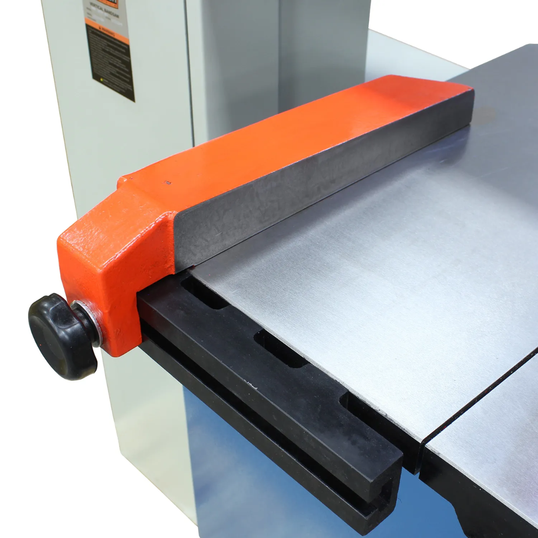 Baileigh BSV-18VS-V2 - Vertical Band Saw 1230389 heavy-duty fence system providing straight, repeatable cuts on metalworking projects.