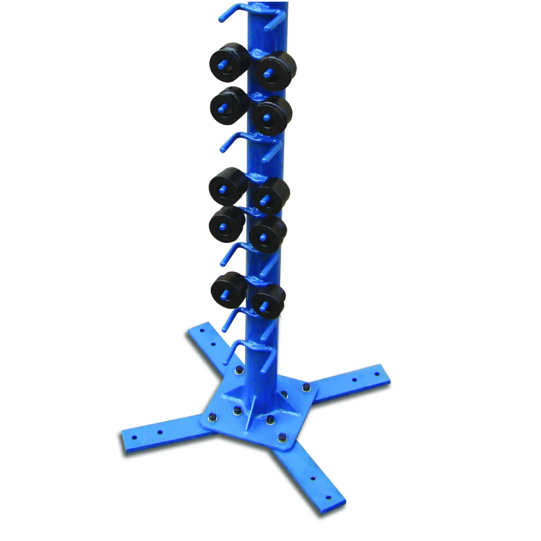 Baileigh Bead Rolling Machine - BR-18M-18 mounted on a stable floor stand with integrated tooling storage for efficient workshop organization and operation.