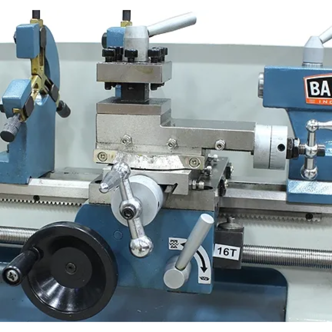 Baileigh Bench Top Lathe (PL-714VS-V2) 1228214 compact industrial bench lathe featuring variable-speed controls, heavy-duty cast construction, and precision machining components for workshop and production use.