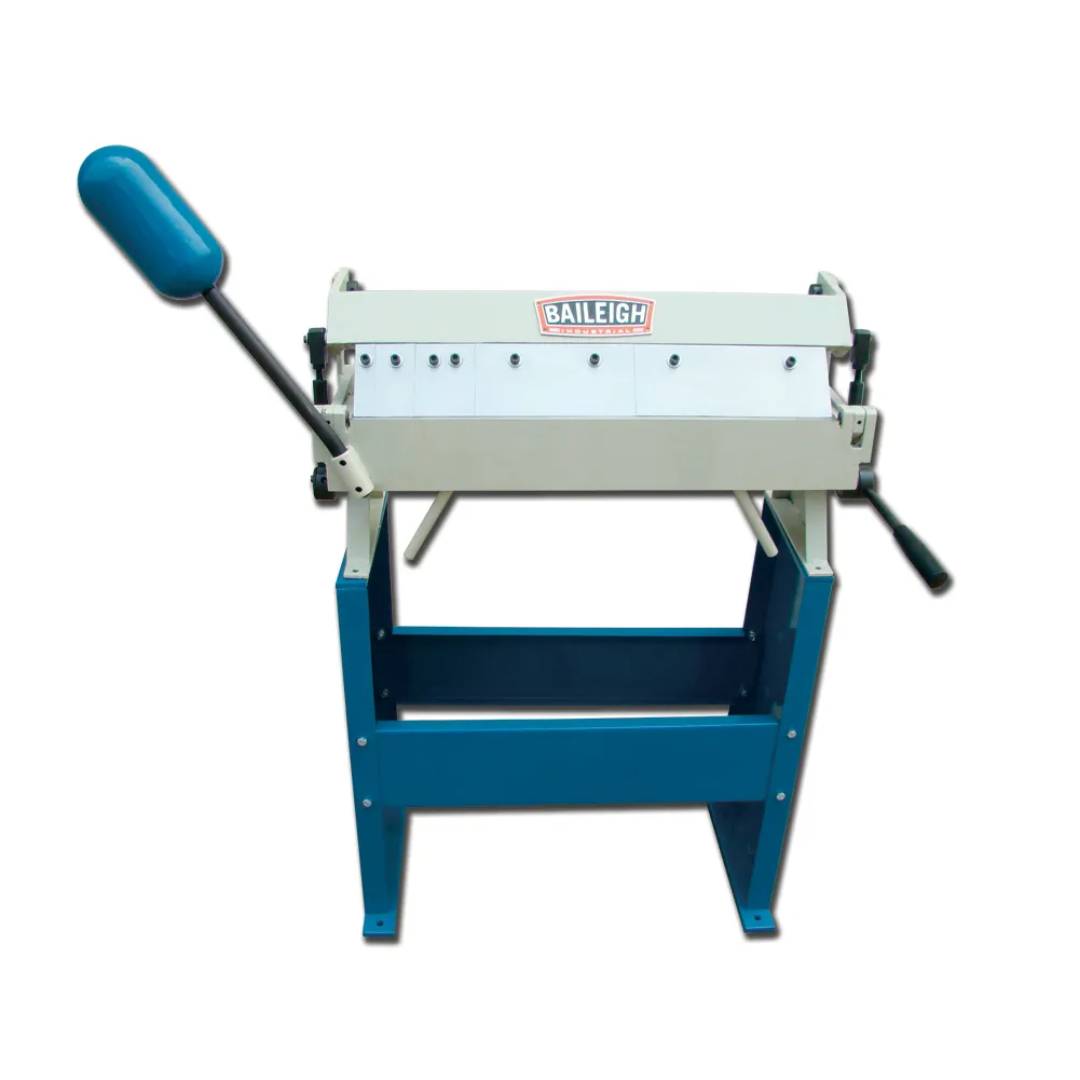 Baileigh Bending Box & Pan Brake BB-2416E 1000383 manual sheet metal brake with compact floor stand, precision clamping system, and industrial-grade construction for box and pan fabrication.