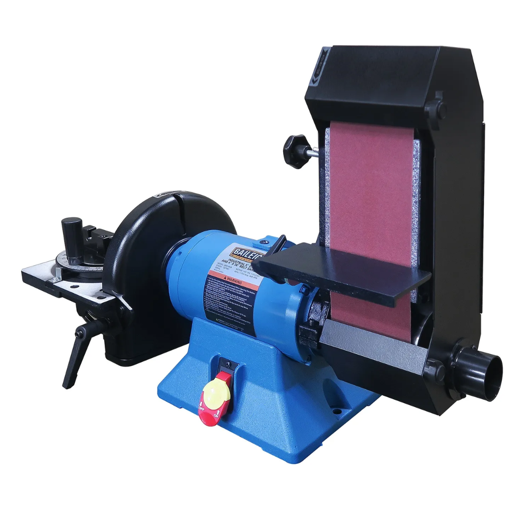 Baileigh Combination Belt and Disk Grinder - (DBG-9436) 1227901 vertical belt grinding assembly designed for efficient edge grinding, shaping, and metal finishing.