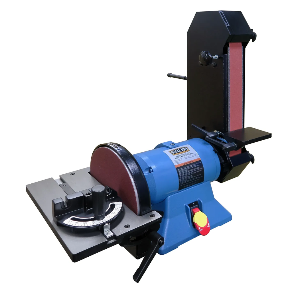 Baileigh Combination Belt and Disk Grinder DBG-9248 1227900 industrial grinding machine featuring a vertical belt grinder, integrated disc sander, adjustable work tables, and heavy-duty steel construction for metal fabrication and finishing applications.