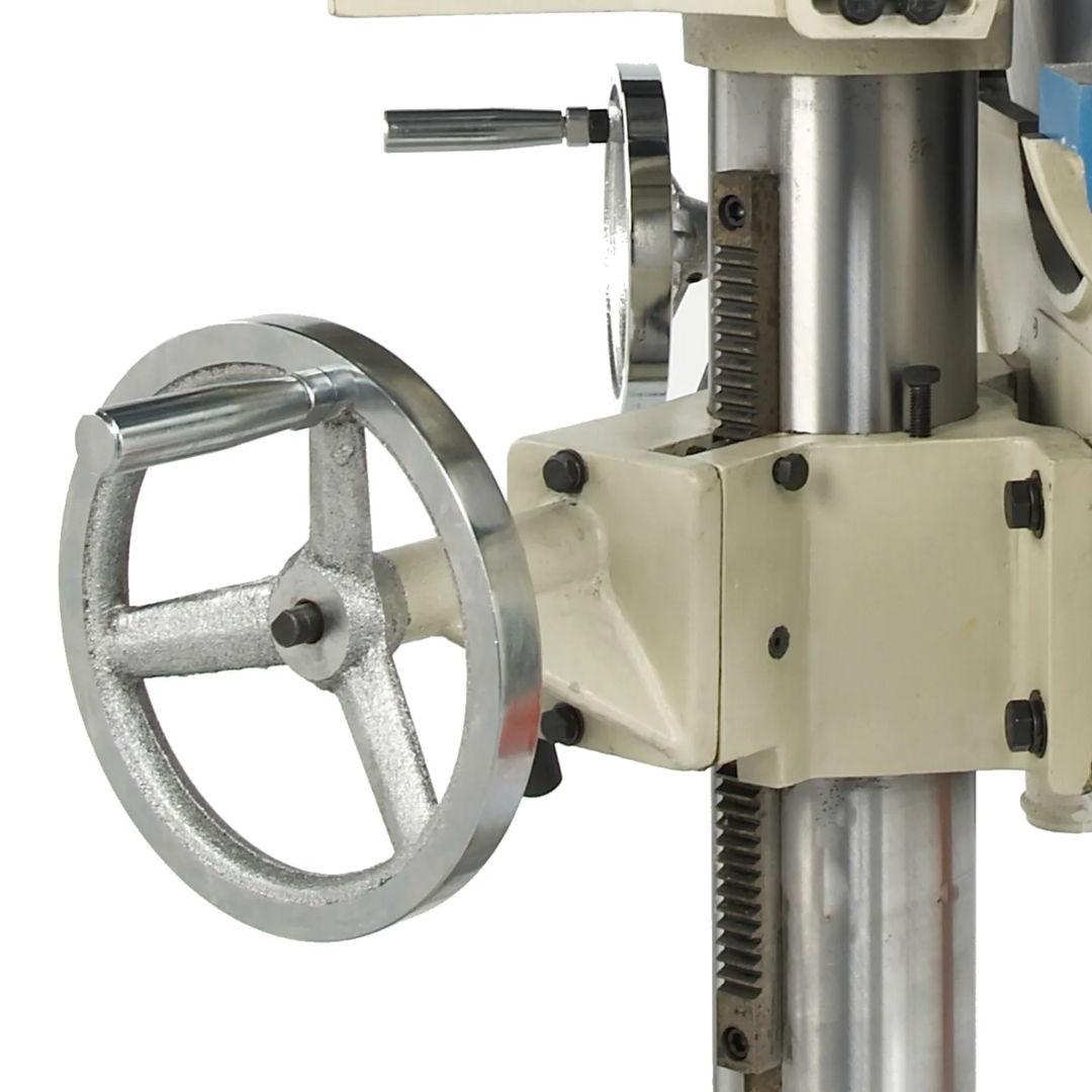 Baileigh Disc Grinder DG-500 1002708 precision table adjustment handwheel providing smooth, accurate positioning for consistent grinding and finishing operations.