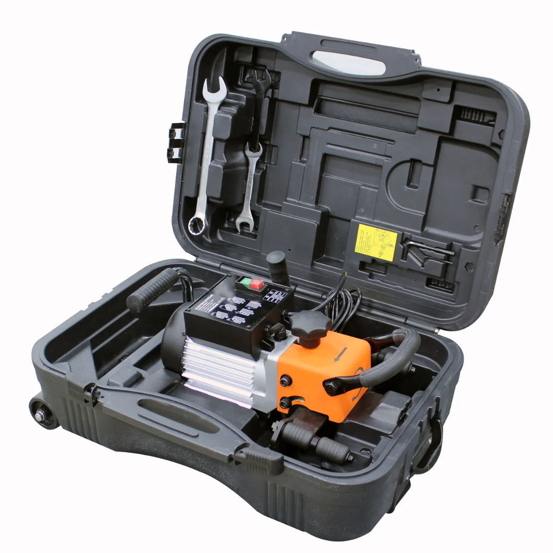 Baileigh Electric Plate and Pipe Beveler (CM-060PR) 1016602 supplied in a protective carrying case with accessories and tooling for portable jobsite and fabrication use.