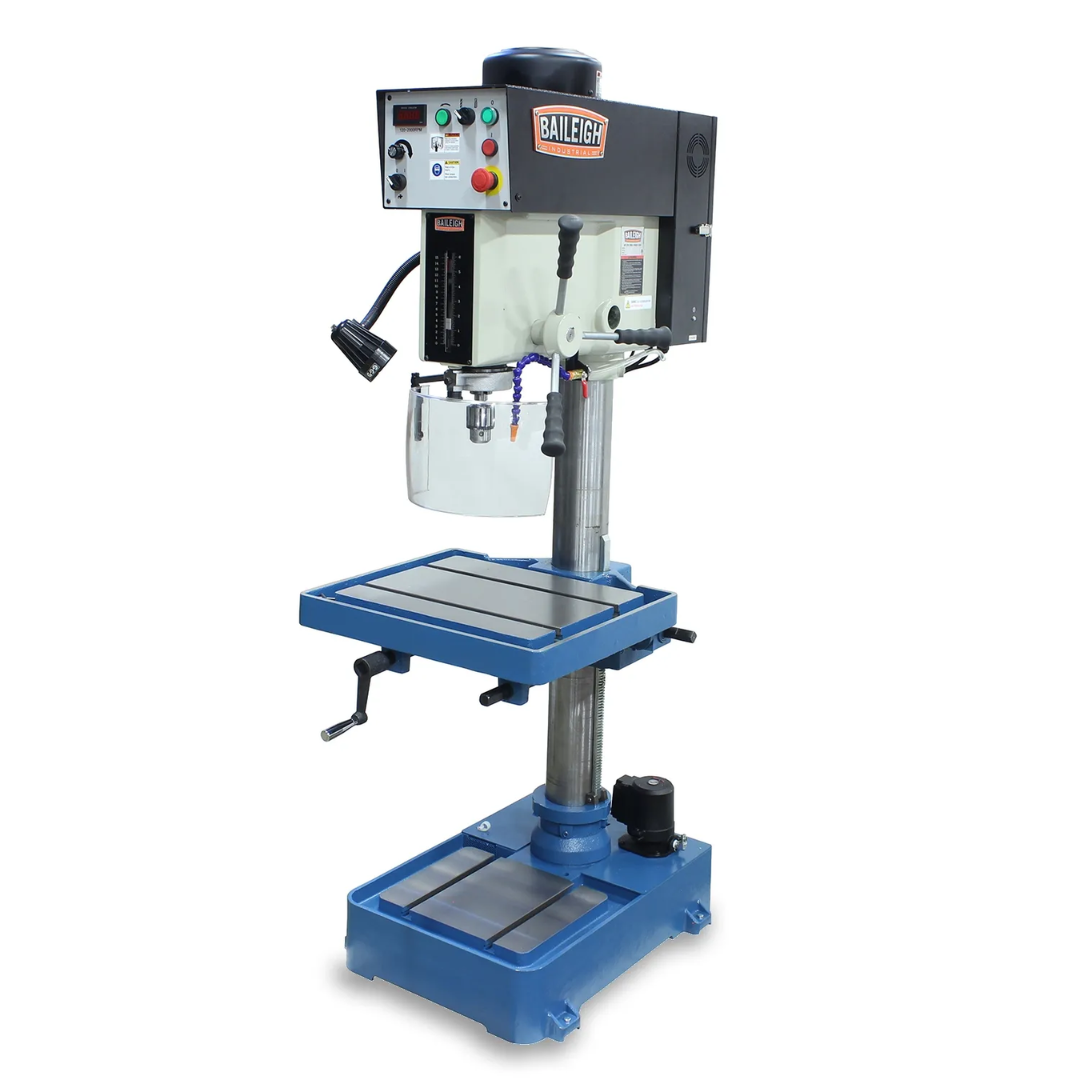Baileigh Floor Drill Press: 20" Swing, 2 hp, 110 V, 1 Phase 1227902 featuring heavy-duty floor-mounted construction, precision drilling capability, adjustable work table, and industrial-grade performance for metalworking applications.