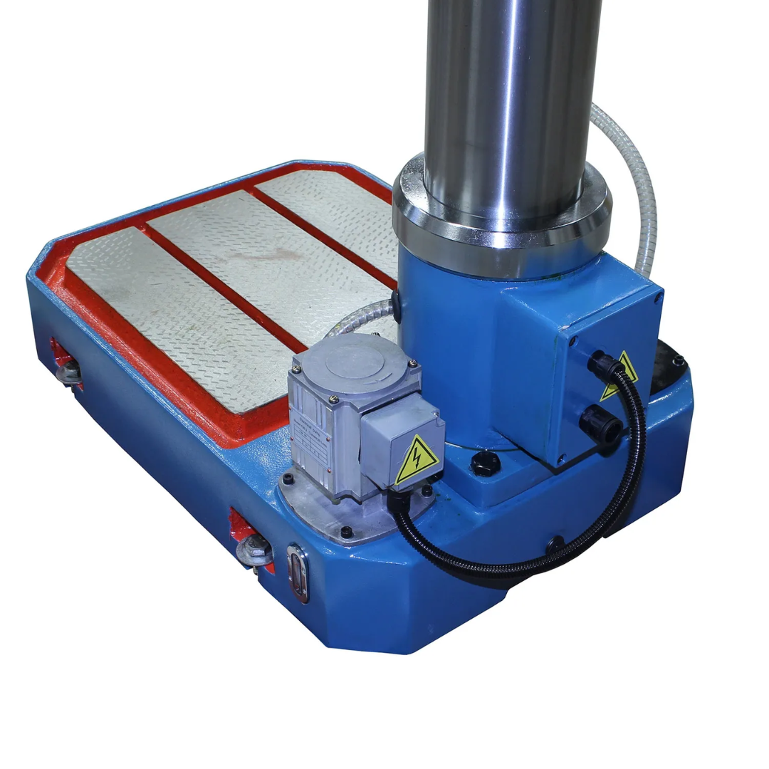 Baileigh Gear Driven Drill Press - DP-1850G 1020697 cast iron base detail featuring integrated T-slots and reinforced construction for stable support during heavy-duty drilling operations.