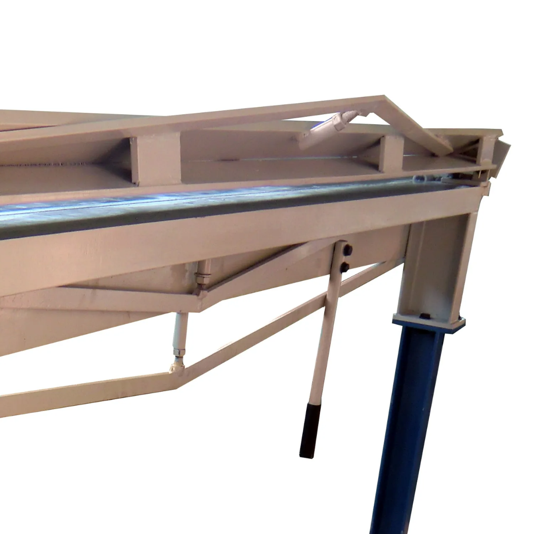 Baileigh Hand Brake - (HBR-7222) 1004659 side angle highlighting the reinforced bending leaf, clamping assembly, and durable welded frame construction.