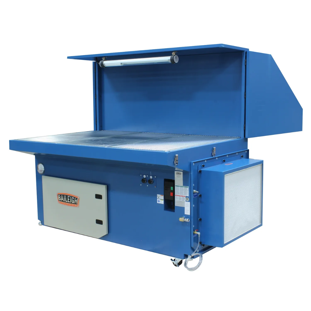 Baileigh Heavy Duty Downdraft Table - (DDTM-8052-HD) 1017590 complete industrial downdraft workstation for grinding, sanding, deburring, and dust-producing fabrication processes.
