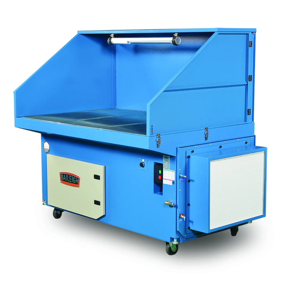 Baileigh Heavy Duty Downdraft Table - (DDTM-8052-HD) 1017590 industrial downdraft table with large work surface designed for dust, smoke, and particulate collection during fabrication processes.