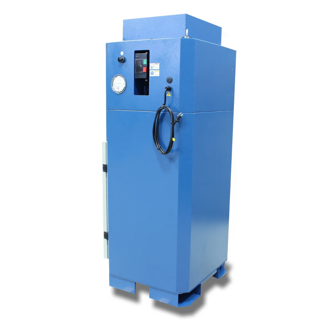Baileigh Heavy Duty Metal Dust Collector (MDC-1200-HD) 1017633 angled rear view showcasing the industrial cabinet design and integrated dust collection system.