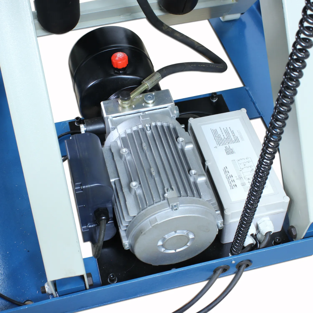 Baileigh Hydraulic Lift Table HLT-4400 1013589 hydraulic power unit and electric motor assembly designed for dependable industrial lifting operations.