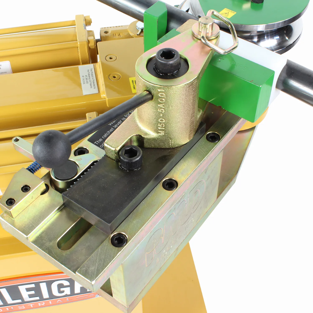 Baileigh Hydraulic Rotary Draw Bender, DRO with Auto Stop (RDB-175) BA9-RDB175B adjustable tooling and material support system for precise tube positioning during bends.