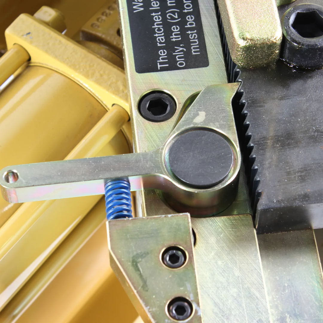 Baileigh Hydraulic Rotary Draw Bender, DRO with Auto Stop (RDB-175) BA9-RDB175B precision angle measurement setup used for repeatable production bending operations.