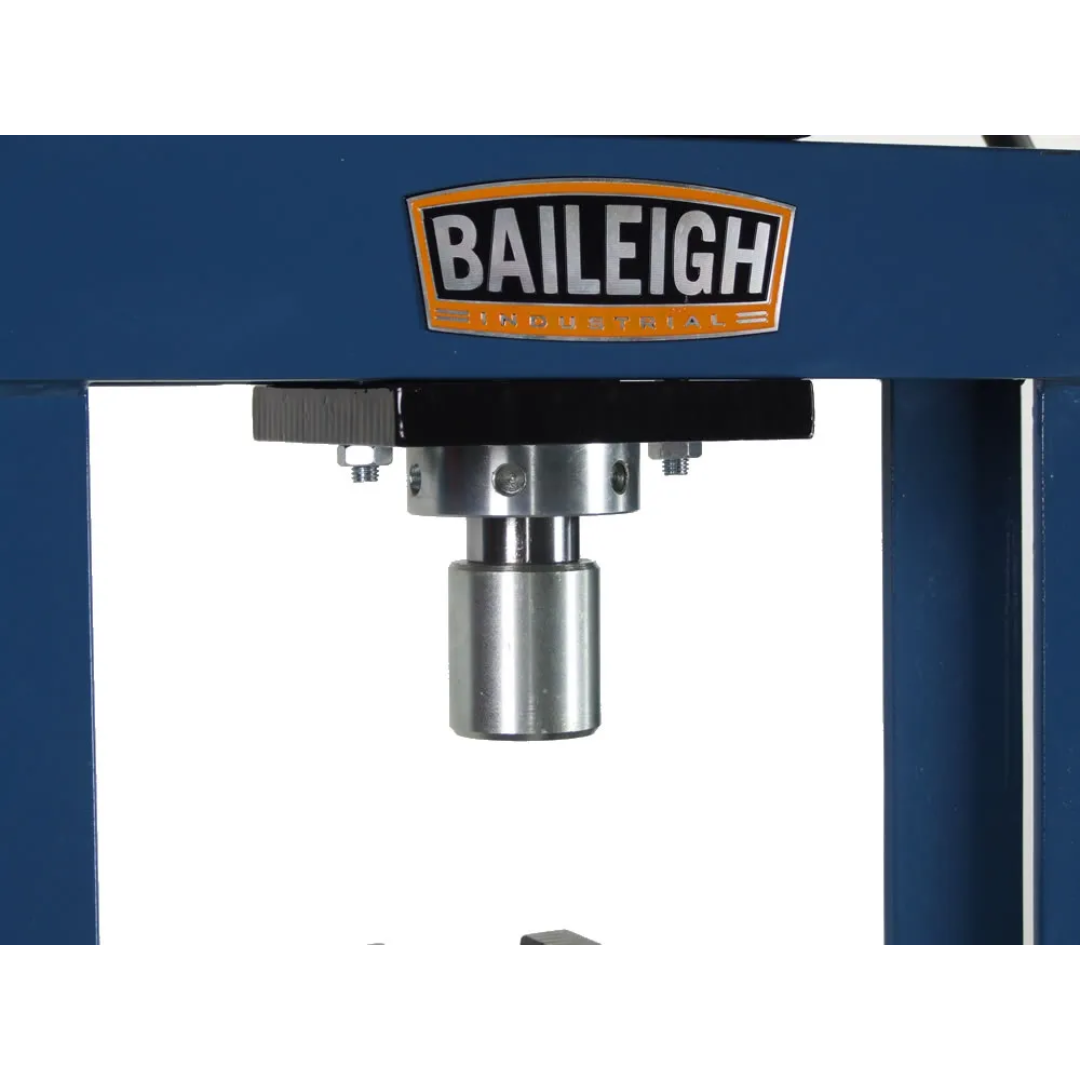 Baileigh Hydraulic Shop Press - (HSP-10H) 1004779 rigid steel frame construction delivering stability and durability during heavy pressing applications.