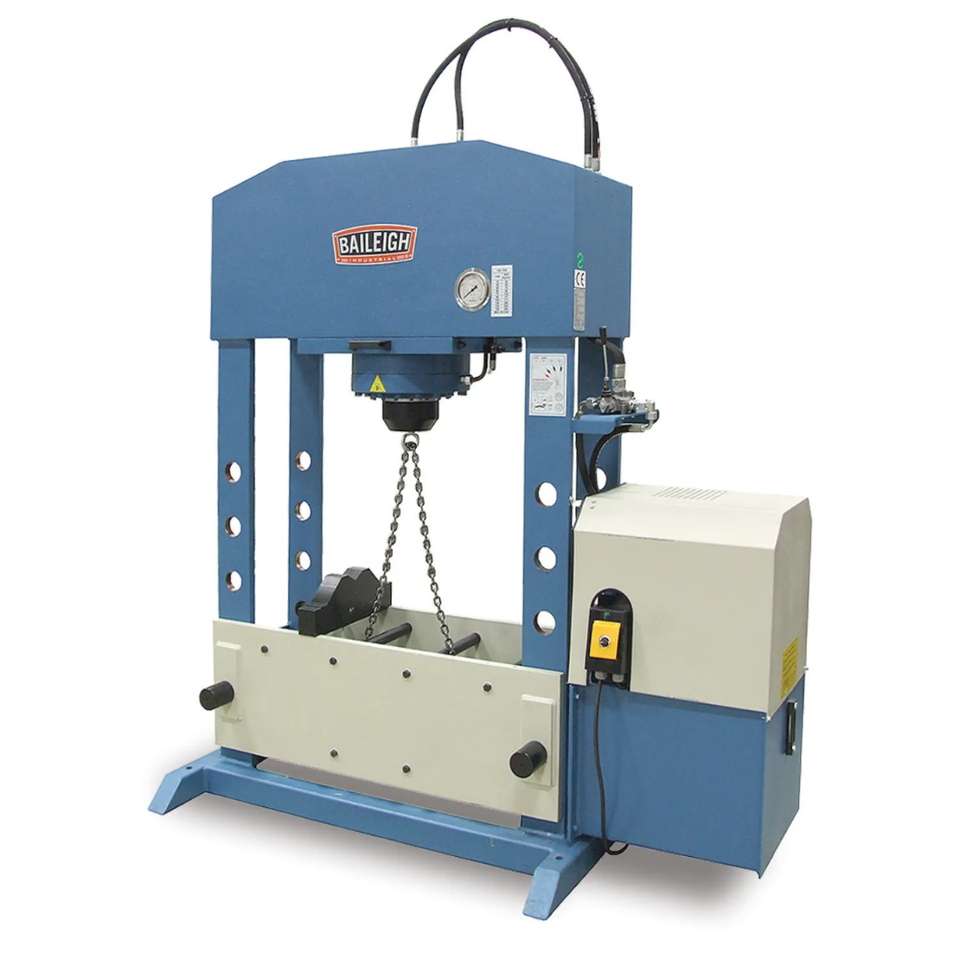 Baileigh Hydraulic Work Shop Press HSP-176M-HD 1012428 heavy-duty hydraulic workshop press with high-capacity welded steel frame designed for industrial pressing, forming, straightening, and assembly applications.