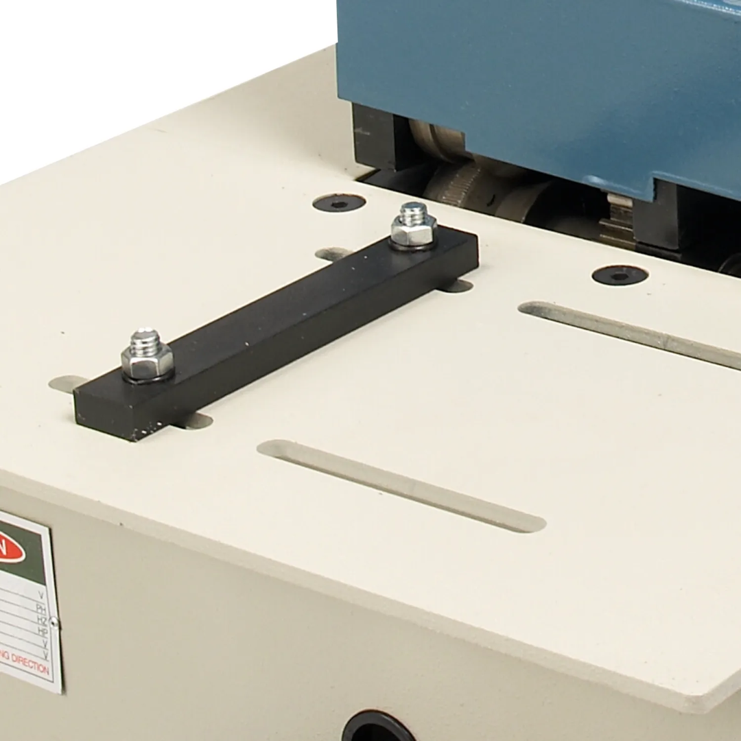 Baileigh Lock Former Pittsburgh Machine - (LF-20) 1004984 adjustment handle detail showing precision setup controls for accurate sheet metal seam forming and fabrication operations.