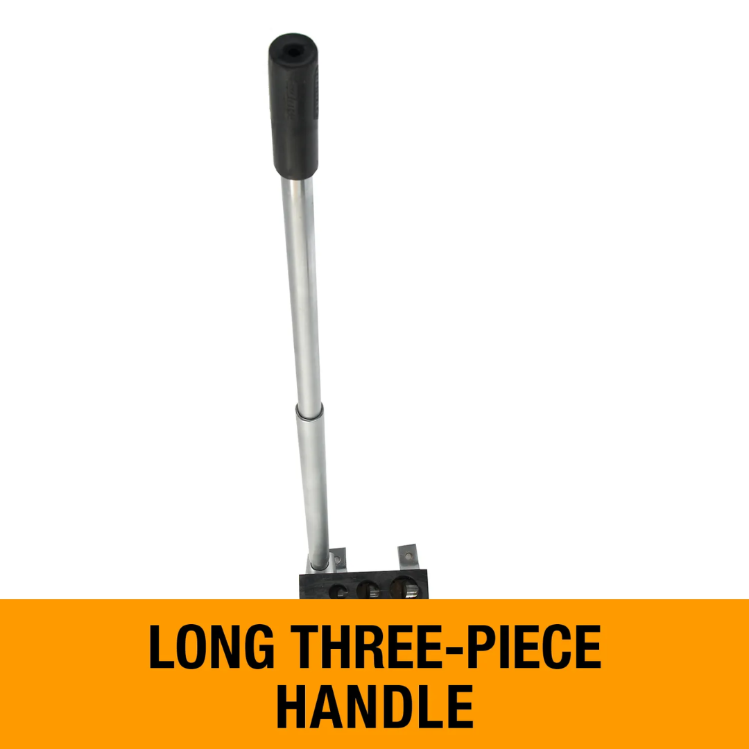 Baileigh Manual Pipe Notcher TN-125M 1008003 equipped with a long three-piece handle that provides increased leverage for manual tube and pipe notching operations.