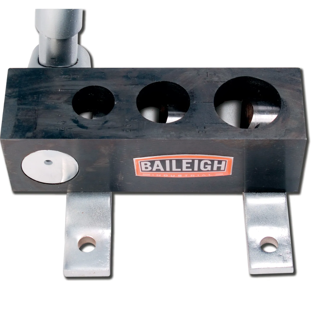Baileigh Manual Pipe Notcher TN-125M 1008003 heavy-duty manual pipe notcher featuring multiple hole sizes for accurate tube and pipe coping in fabrication and welding applications.