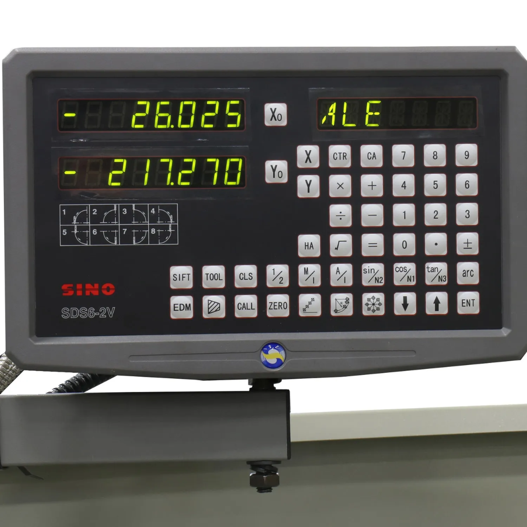 Baileigh Metal Lathe - PL-1860E 1016624 digital readout system providing accurate axis positioning for precision machining and repeatable production work.