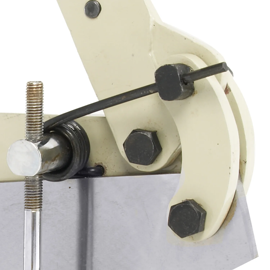 Baileigh Multi-Purpose Manual Shear - (MPS-12) 1005678 adjustable material guide and blade mechanism providing controlled cutting performance for fabrication projects.