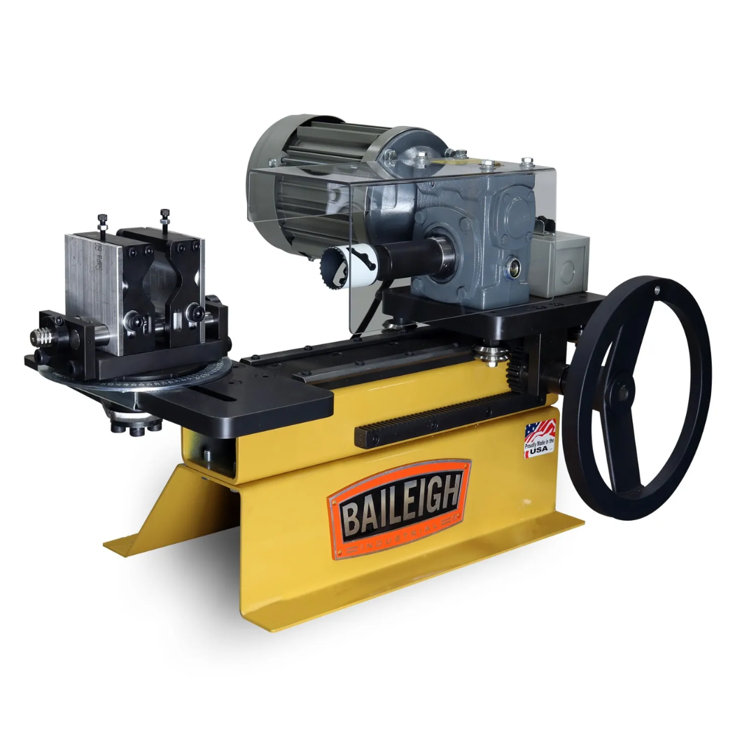 Baileigh Pipe Notcher TN-300 BA9-TN300 heavy-duty manual pipe notcher with precision-machined steel frame, handwheel operation, and industrial-grade construction for accurate tube coping and pipe notching applications.