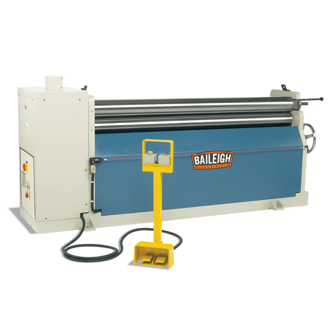 Baileigh Plate Roll PR-609 1006577 heavy-duty industrial plate rolling machine with precision rollers, foot pedal controls, and rugged steel frame for metal fabrication.