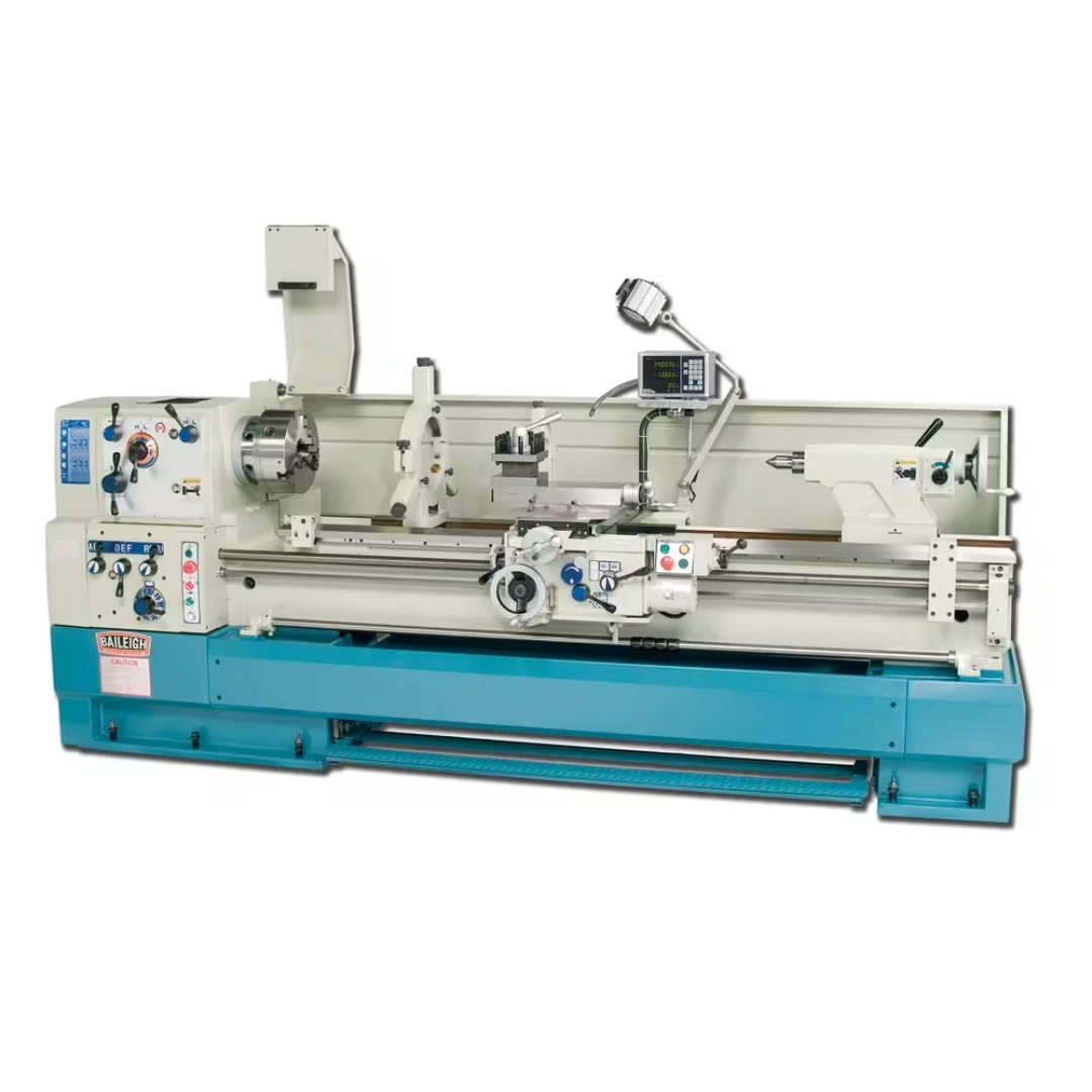 Baileigh Precision Metal Lathe PL-2080 1006176 heavy-duty precision engine lathe with large bed, geared headstock, and industrial construction for professional turning applications.