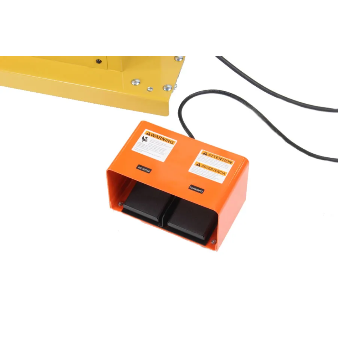 Baileigh Programmable Rotary Draw Bender RDB-250 BA9-RDB250220TS foot pedal control system enabling hands-free machine operation, enhanced productivity, and precise bend cycle control.