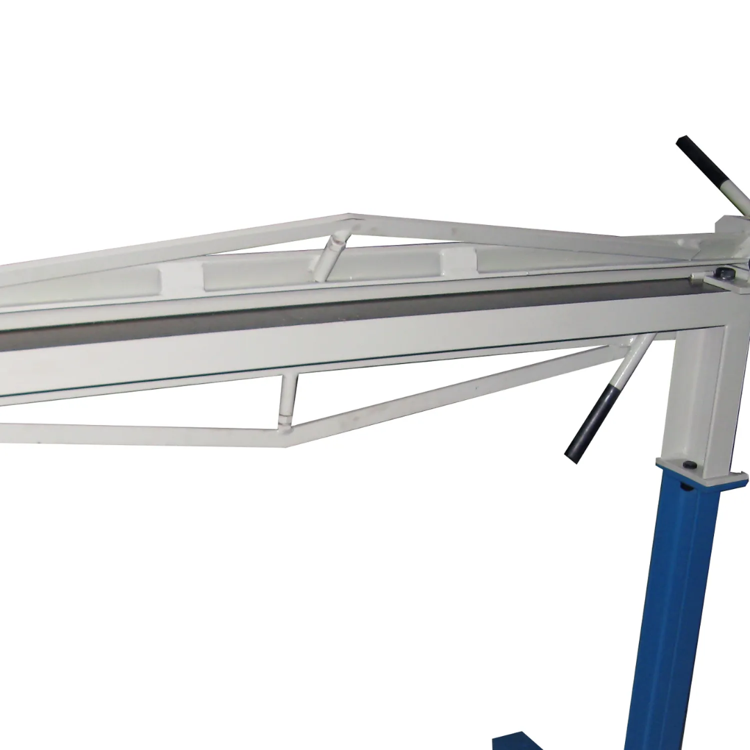 Baileigh Straight Hand Brake HBR-4820 1004658 angled view of the heavy-duty bending leaf and reinforced frame for reliable straight bending applications.