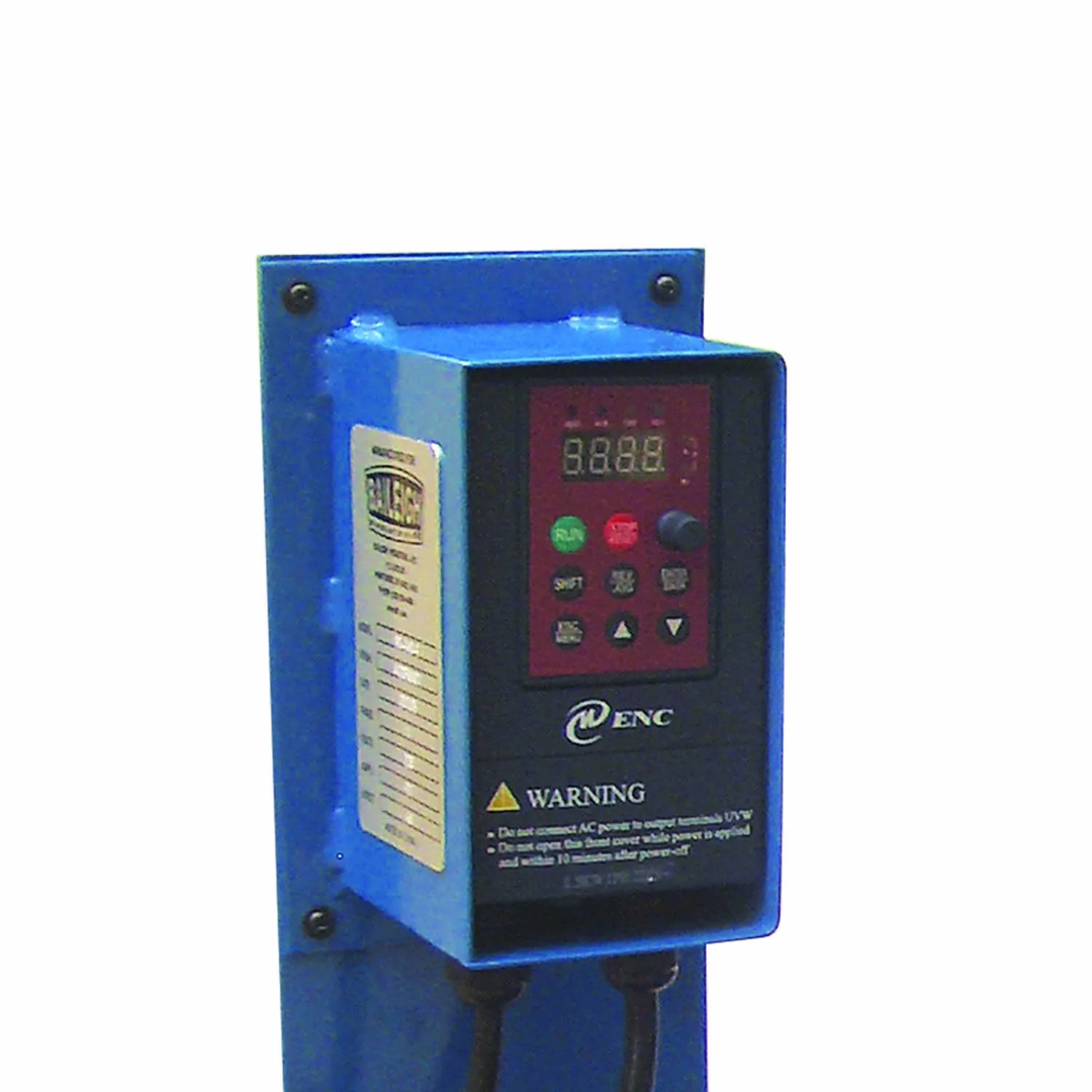 Baileigh Three Wheel Variable Speed Belt Grinder - BG-260-3-220 1000672 variable frequency drive control panel displaying adjustable speed settings for optimized grinding performance across different materials.