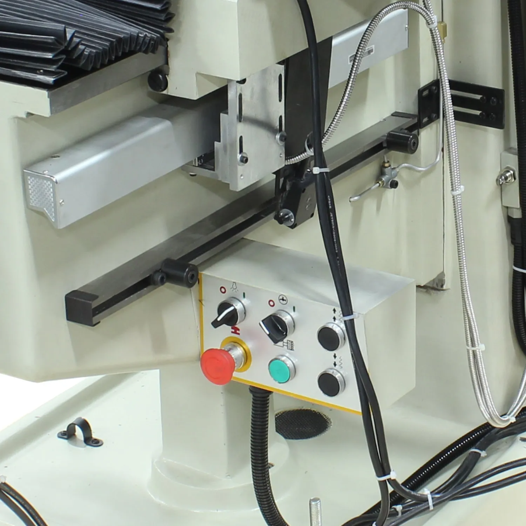 Baileigh Variable-Speed Vertical Mill, DRO, Powerfeeds (VM-1054E-VS) 1020696 lower cabinet and electrical control compartment highlighting industrial-grade construction and integrated machine systems.